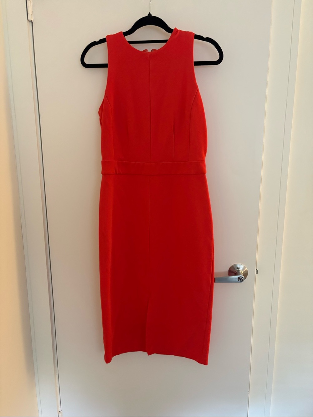 Ann Taylor Coral Orange Sleeveless Midi Sheath Dress